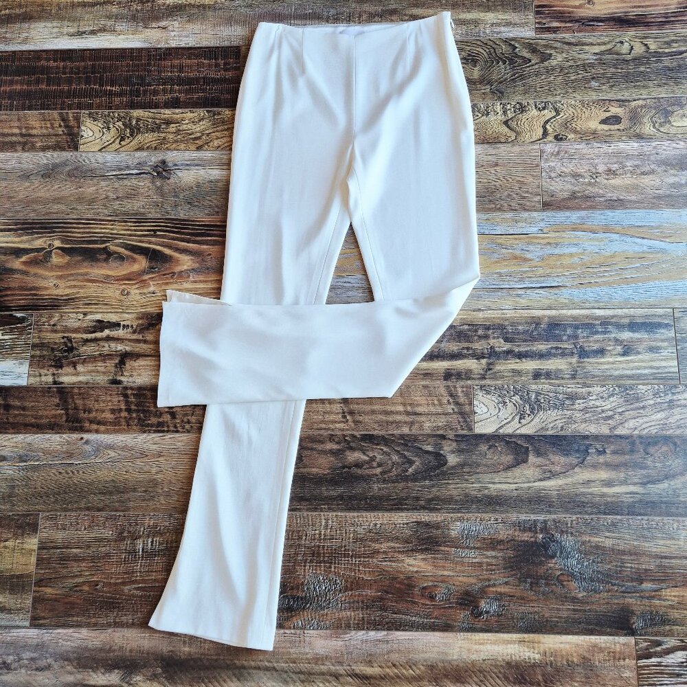 Galvan London Made in Italy Slit-Hem Dress Pants Slim-Leg White Chiffon
